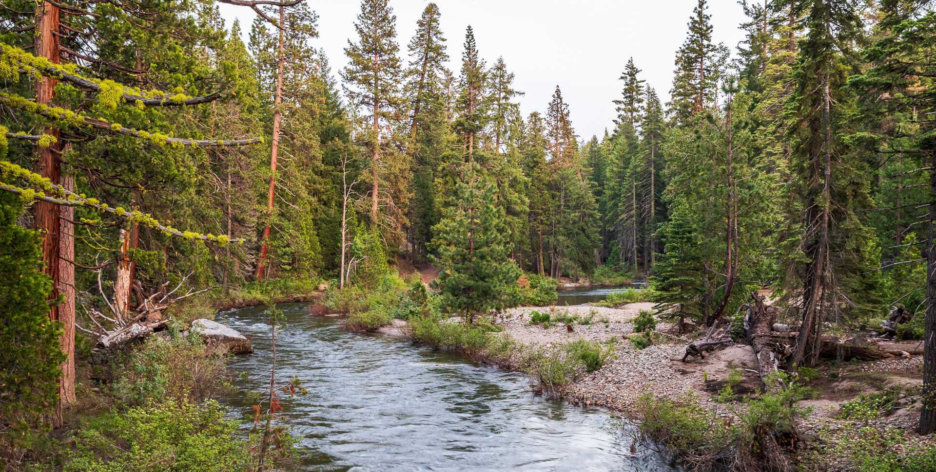 View of the Silver Fork branch of the American River at the China Flat campground in the Sierras