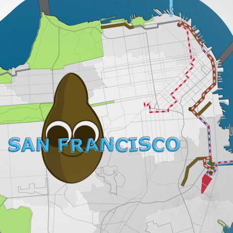 map of san francisco with overlay of sewer route