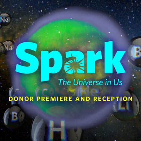 Image of bubbles with elements and copy "Spark the Universe in us"