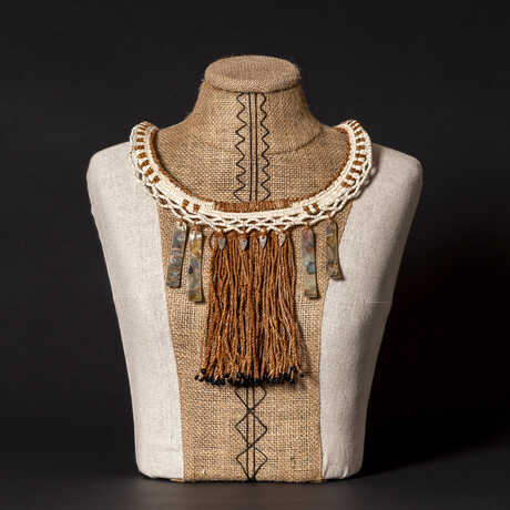 Chumash necklace by artist Tima Link on exhibit at California Academy of Sciences. Photo © Gayle Laird