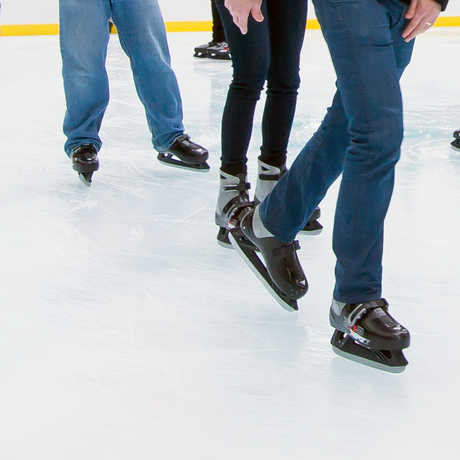 Skaters enjoy an ice rink