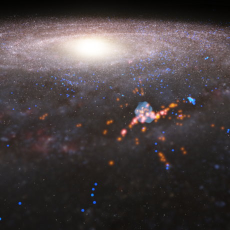 Milkyway galaxy with local bubble and local star forming regions highlight