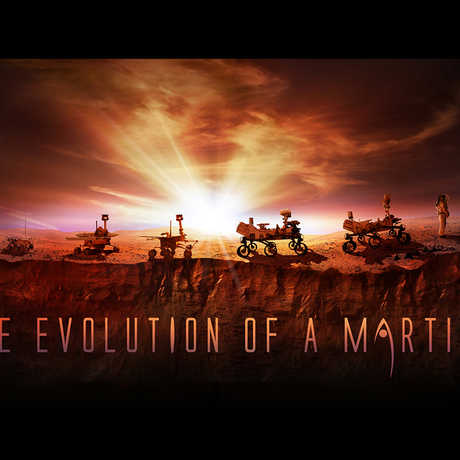 "Evolution of a Martian," from robotic rover to human explorer.