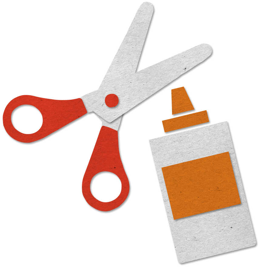 Felt scissors glue craft icon 