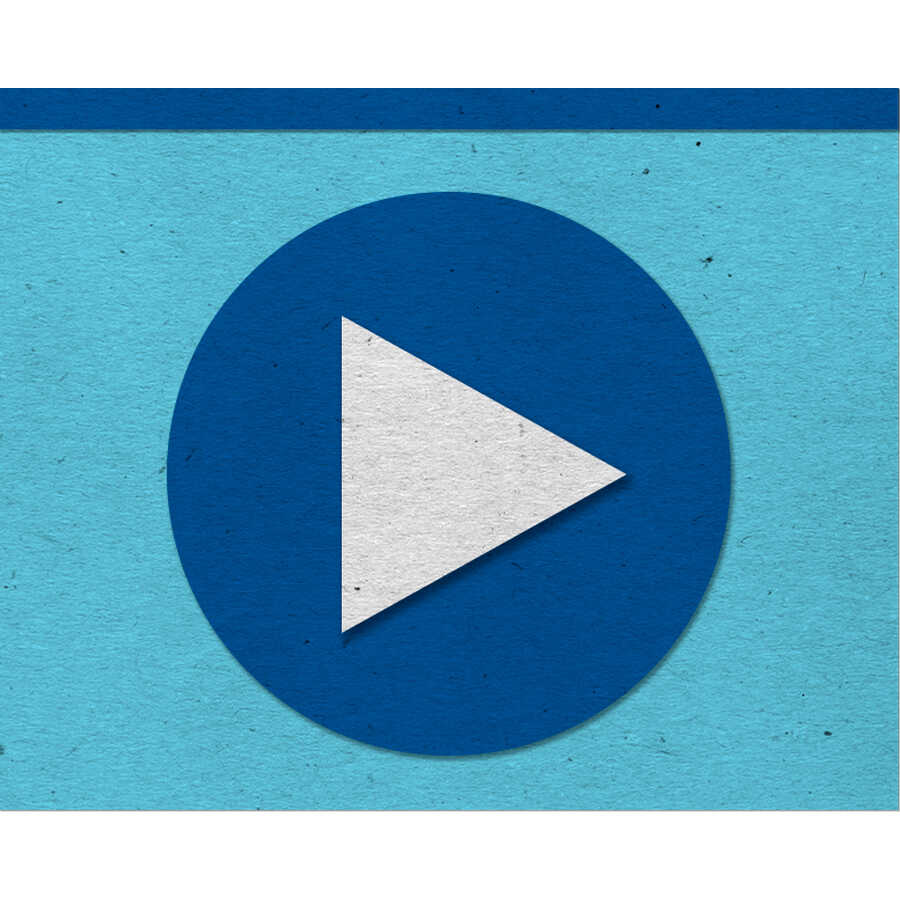 Blue felt video play button icon