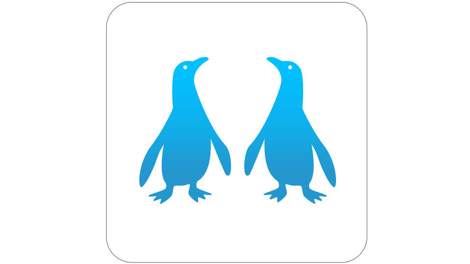 Pocket Penguins iPhone app icon with two stylized penguins