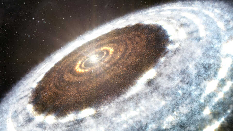 Artistic impression of V883 Orionis, a newborn solar system