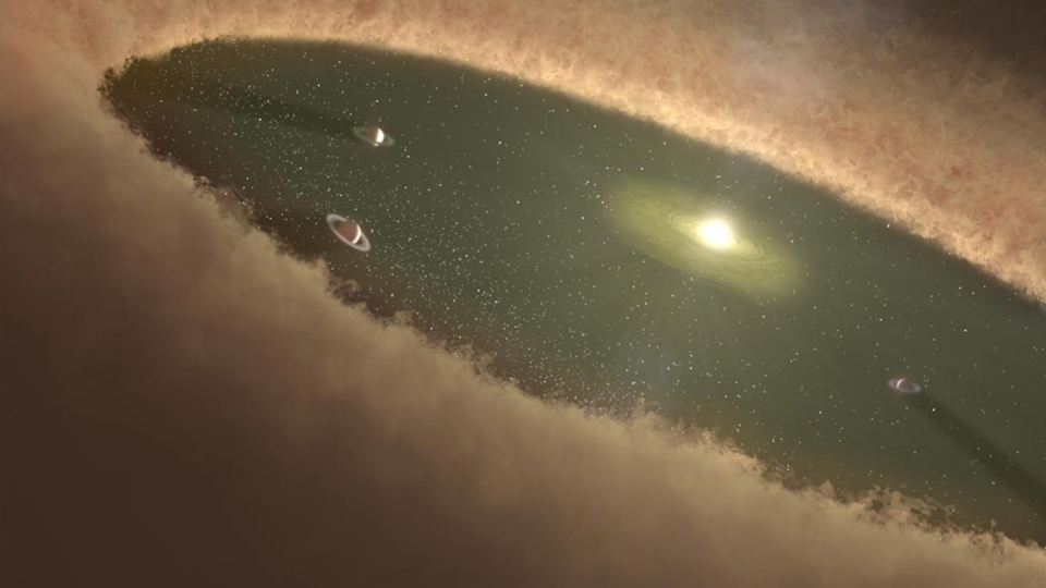 Rendition of planets forming in LkCa 15, NASA/JPL-Caltech
