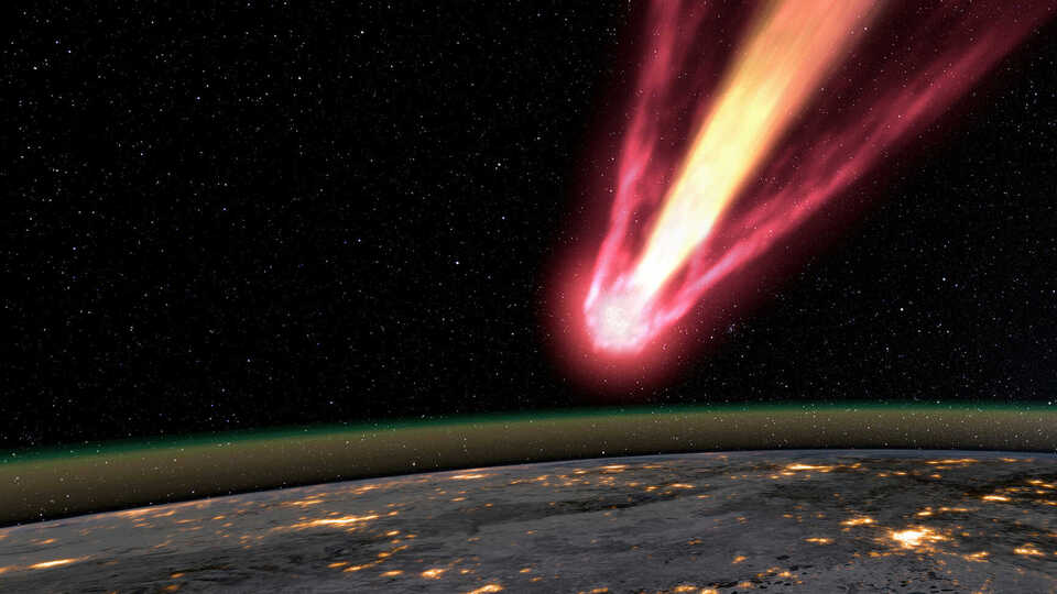 Artist rendering of Chelyabinsk meteor approaching Earth